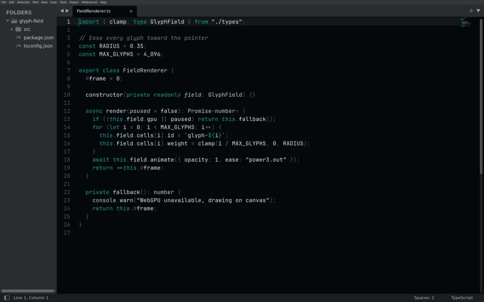 Sublime Text running Living Code Signal