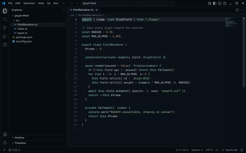 VS Code running Living Code Frost