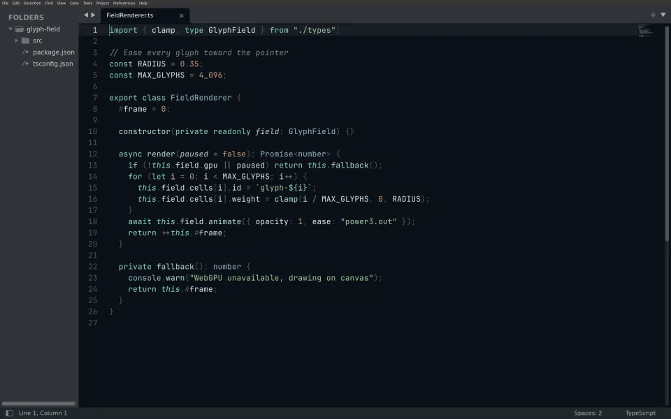 Sublime Text running Living Code Frost