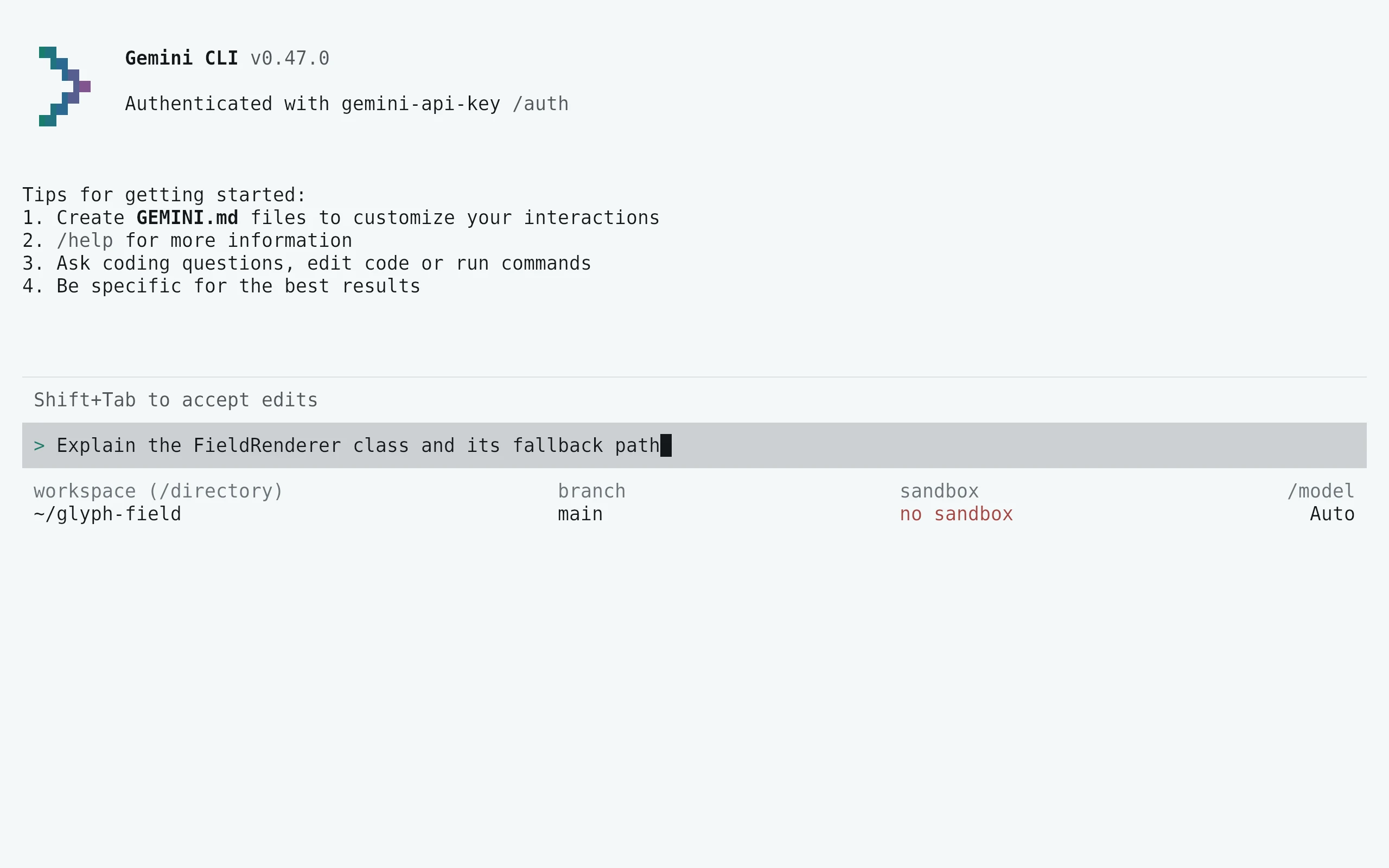 Gemini CLI running Living Code Paper