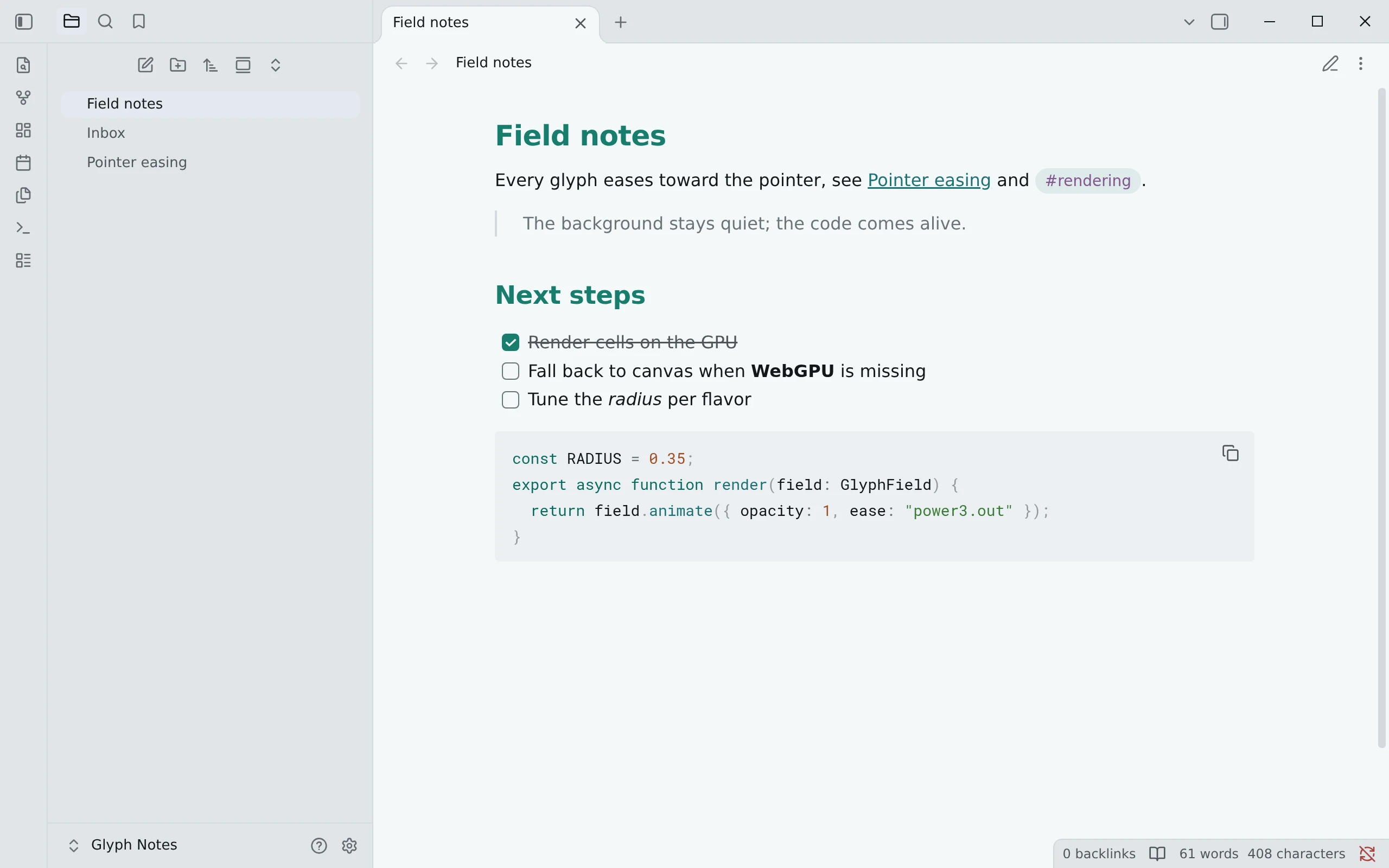 Obsidian running Living Code Paper