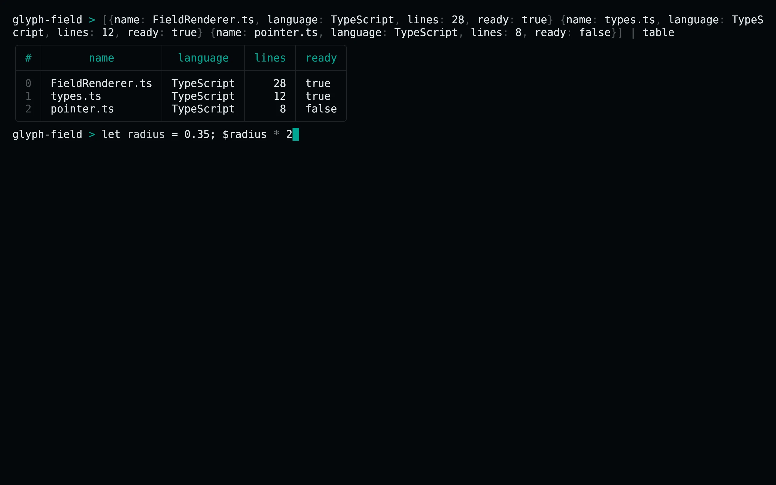 Nushell running Living Code Signal