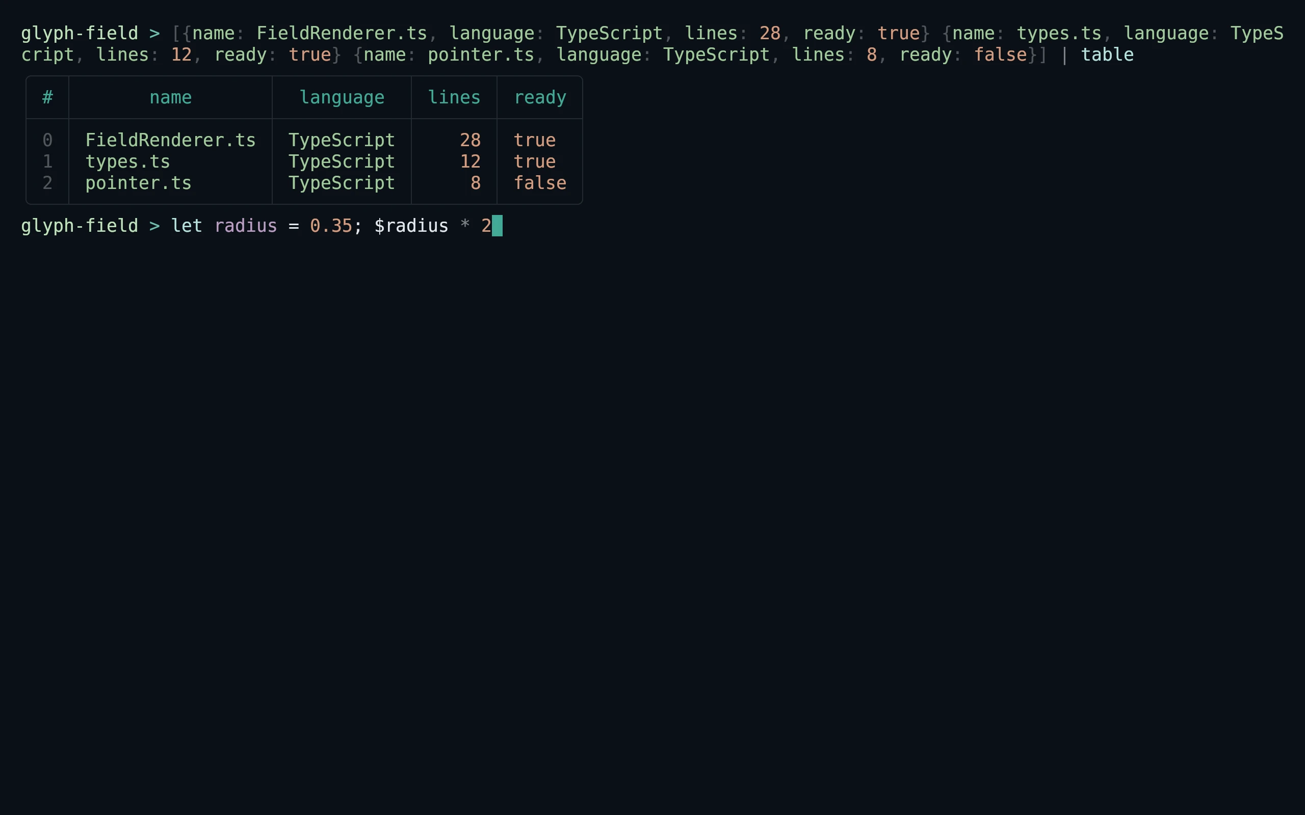 Nushell running Living Code Frost