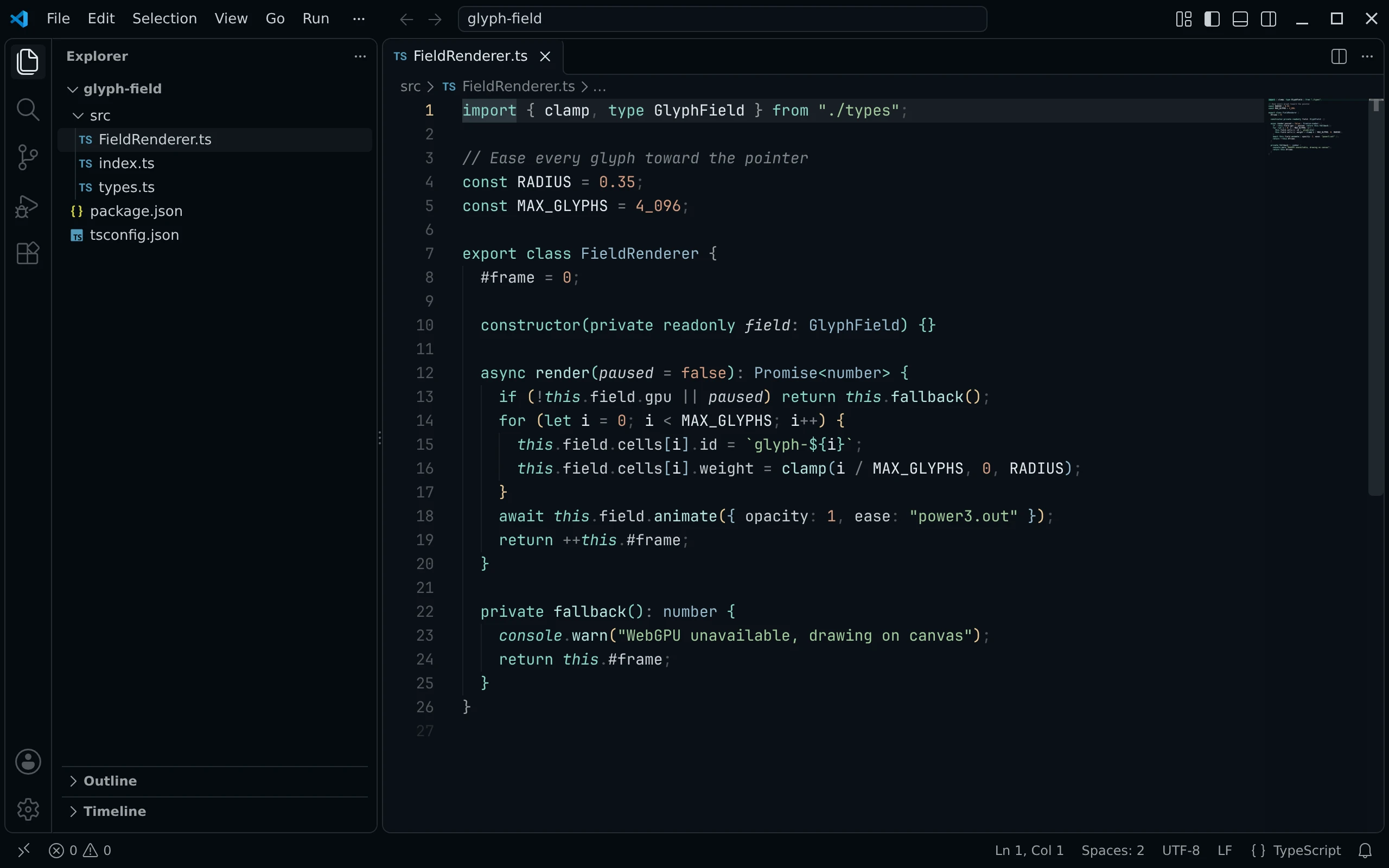 VS Code running Living Code Frost
