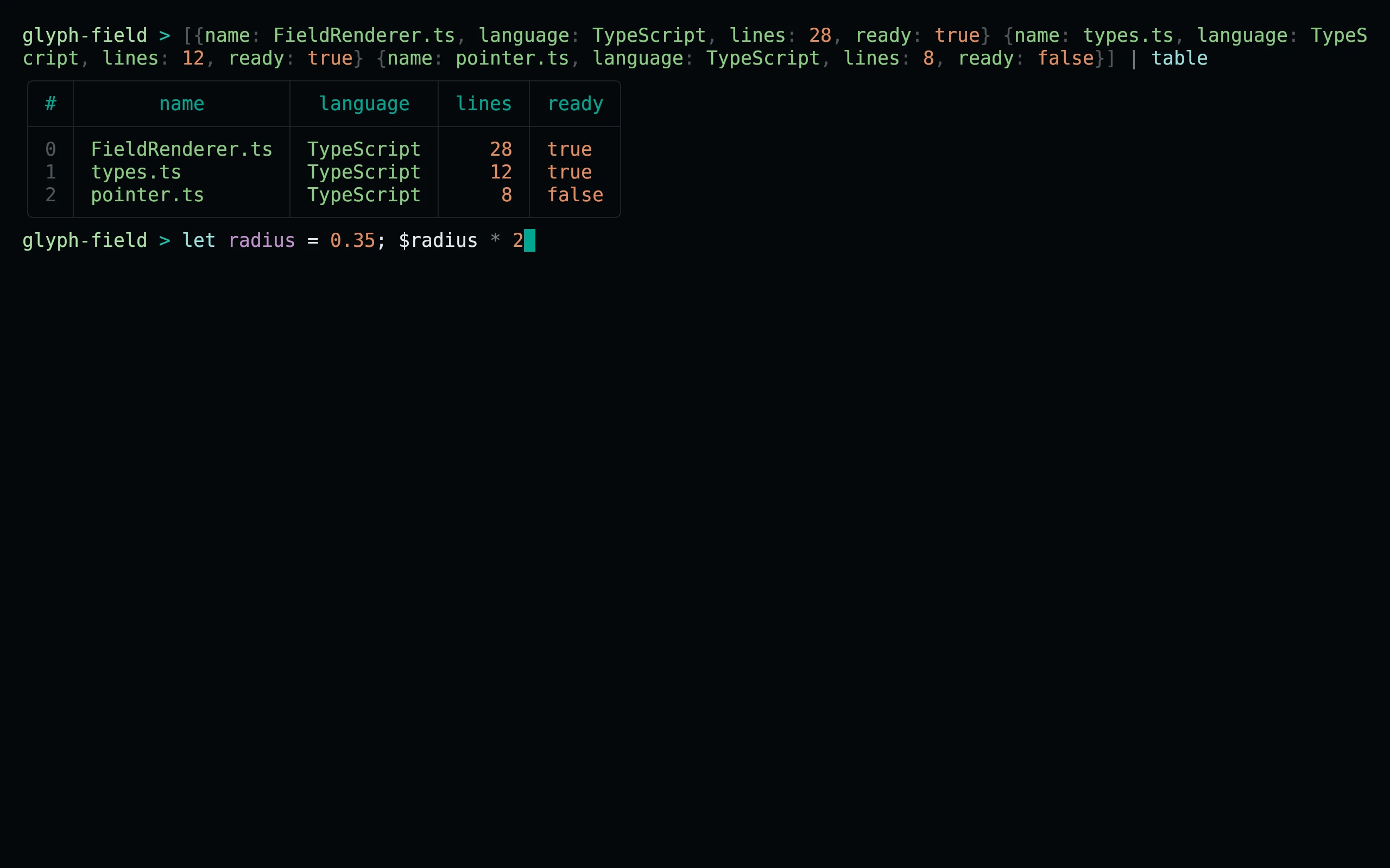 Nushell running Living Code Night