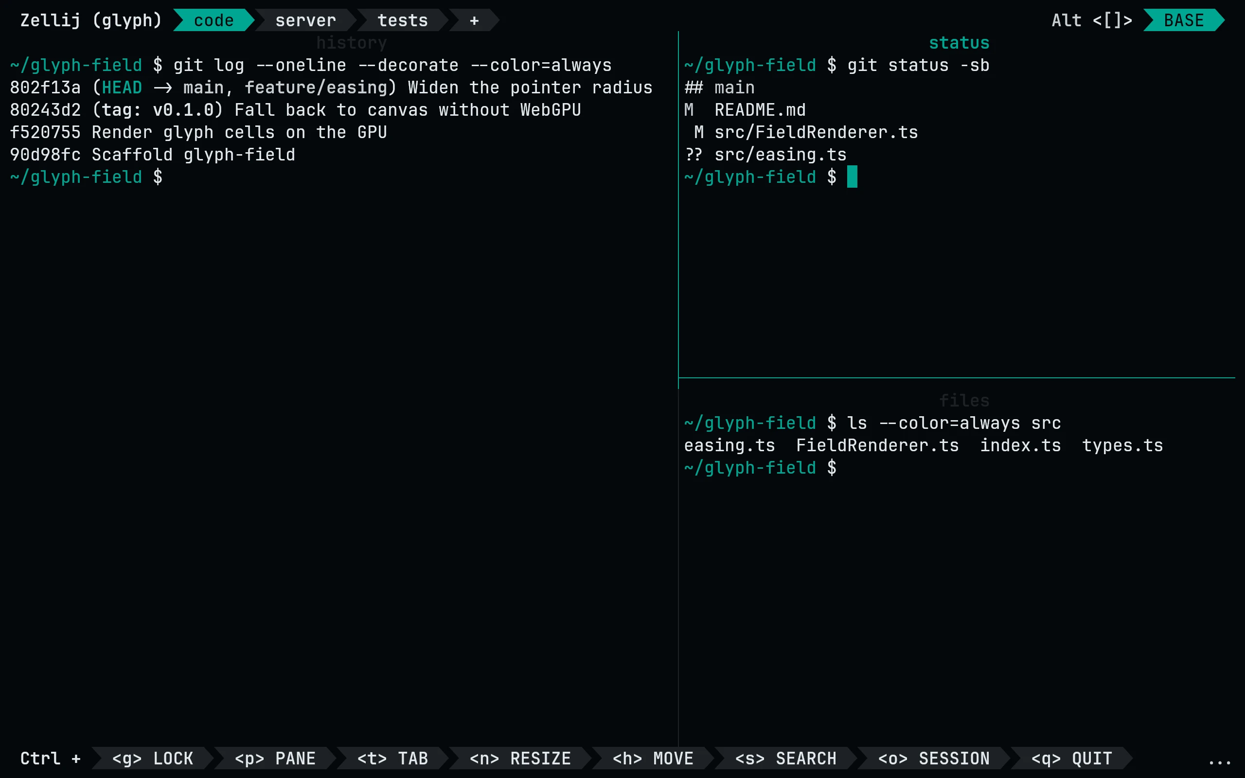 zellij running Living Code Signal