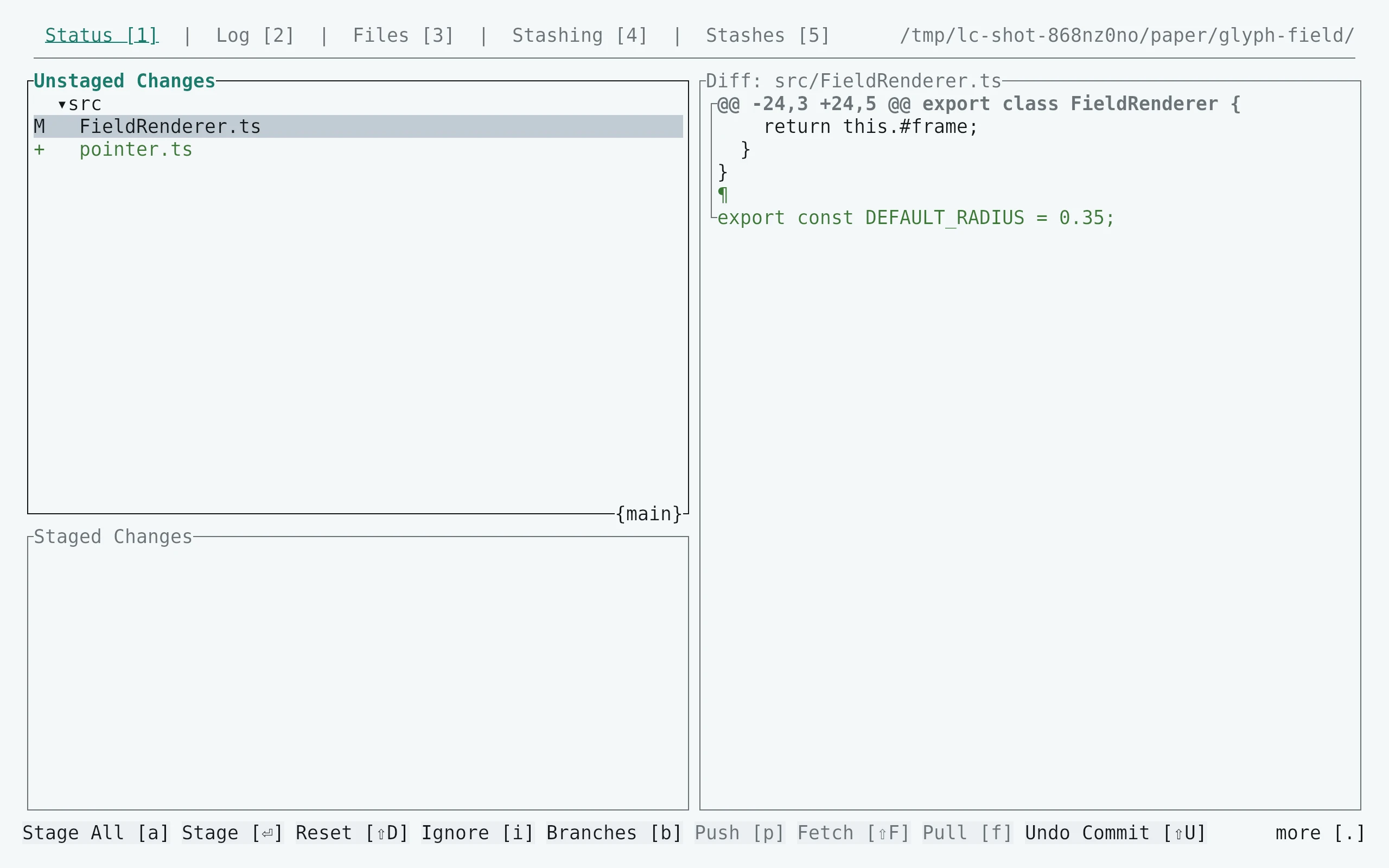 GitUI running Living Code Paper