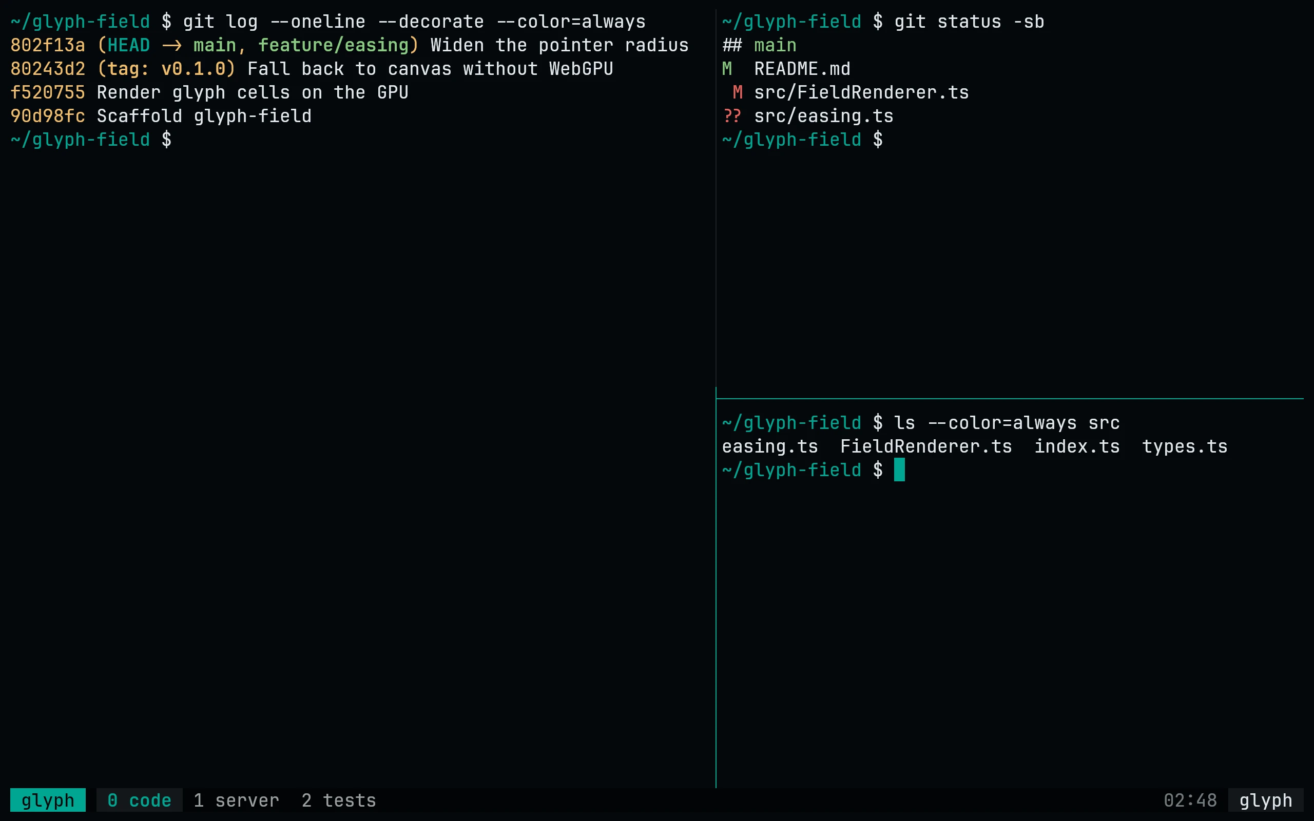tmux running Living Code Night