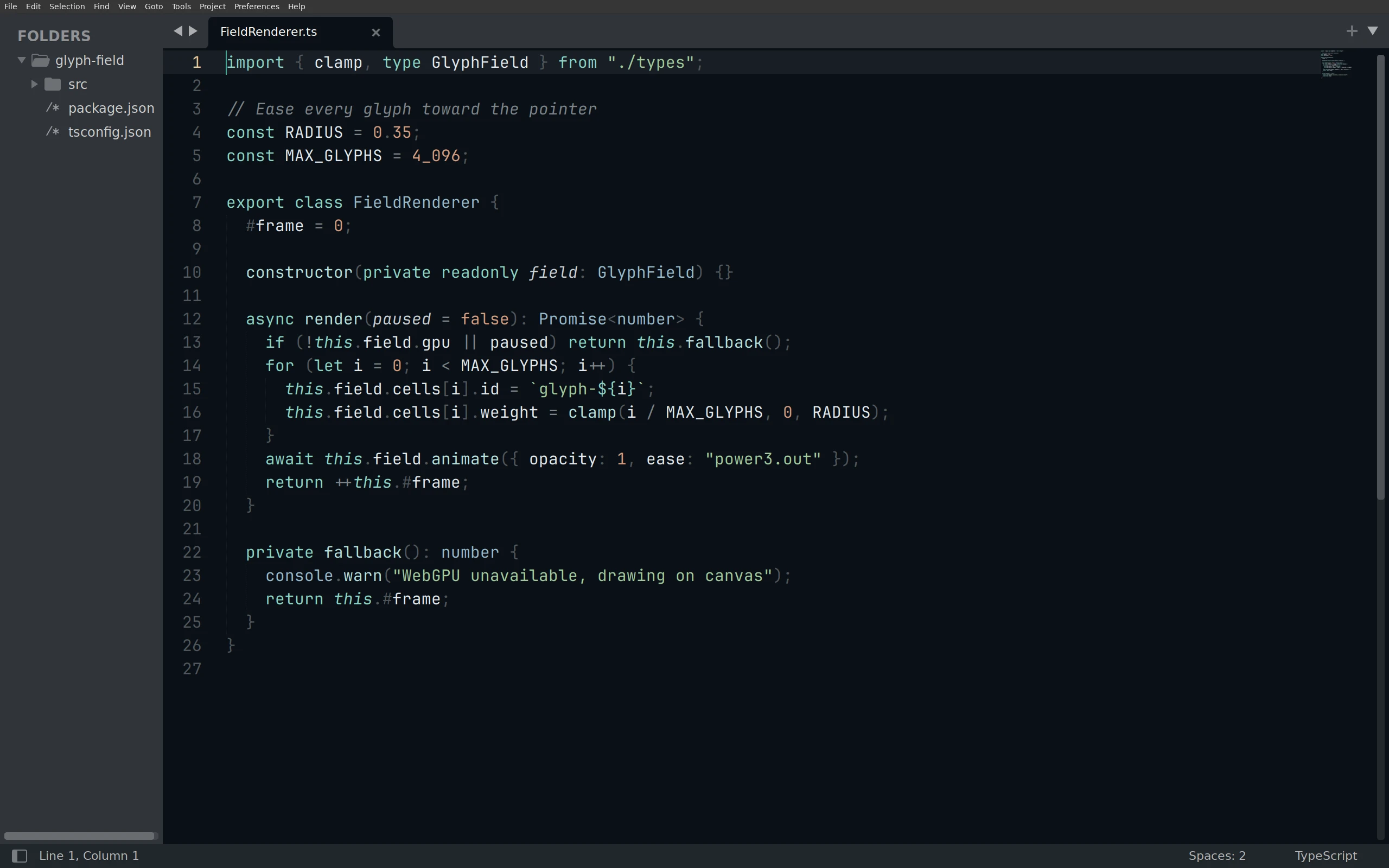 Sublime Text running Living Code Frost