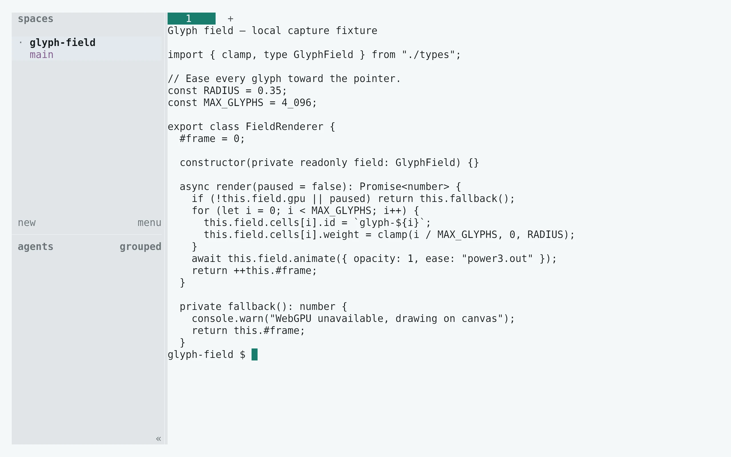 Herdr running Living Code Paper