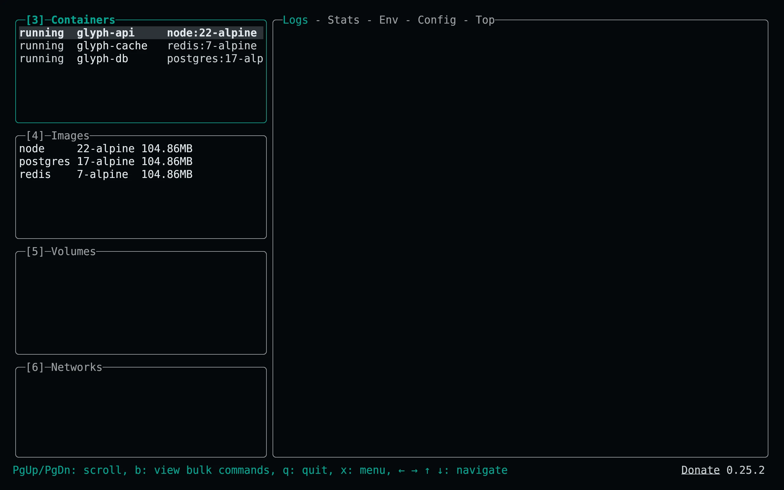 Lazydocker running Living Code Signal