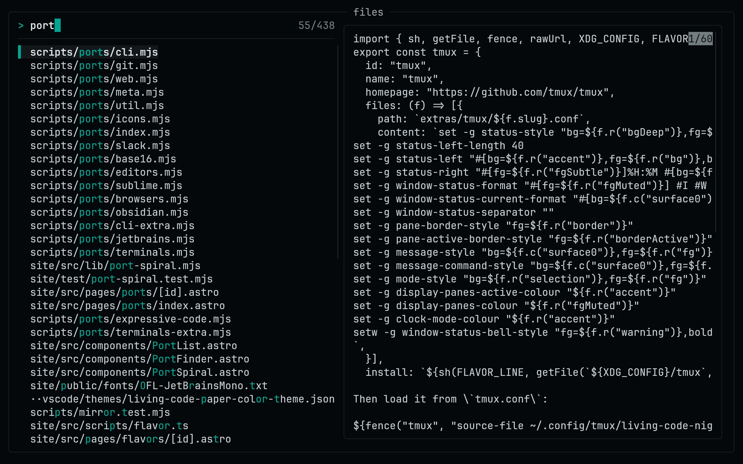 fzf running Living Code Signal