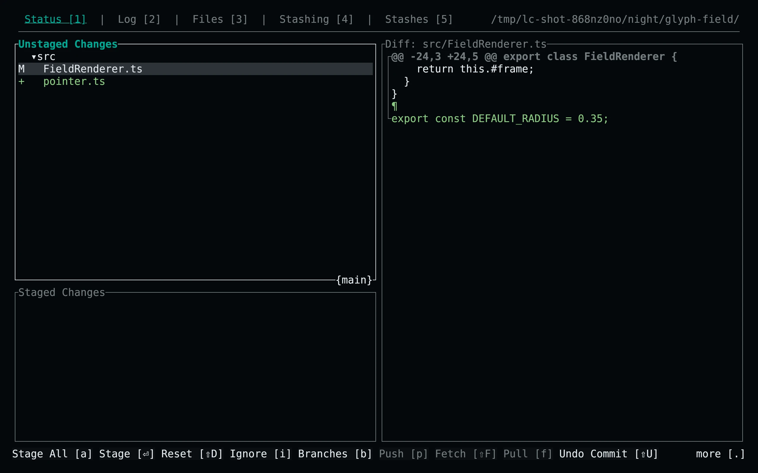 GitUI running Living Code Night