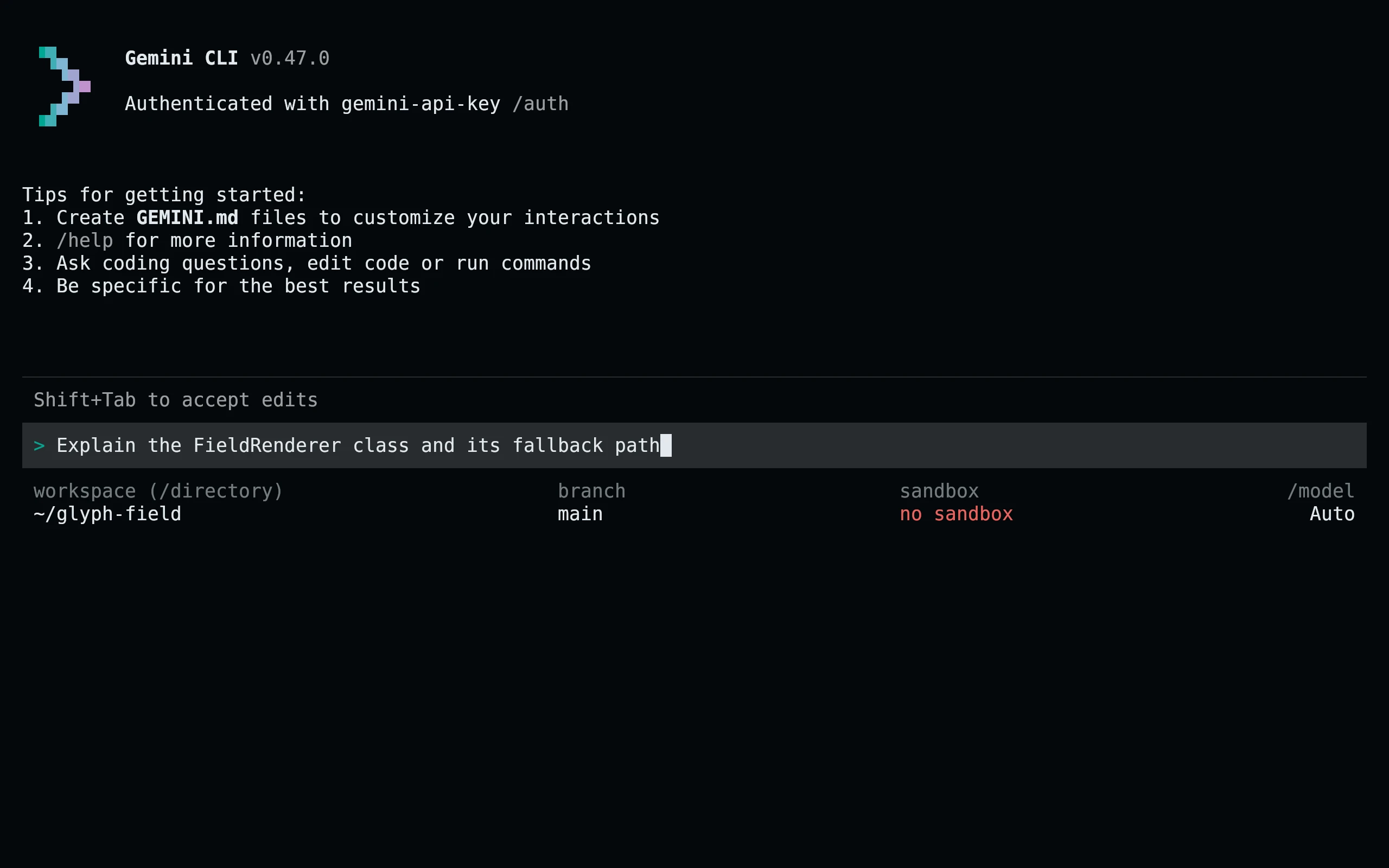 Gemini CLI running Living Code Night